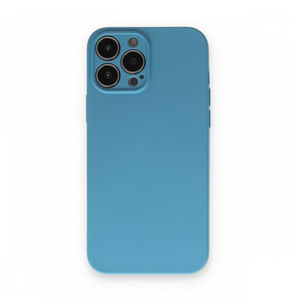Newface iPhone 12 Pro Max Kılıf Nano içi Kadife Silikon Mavi