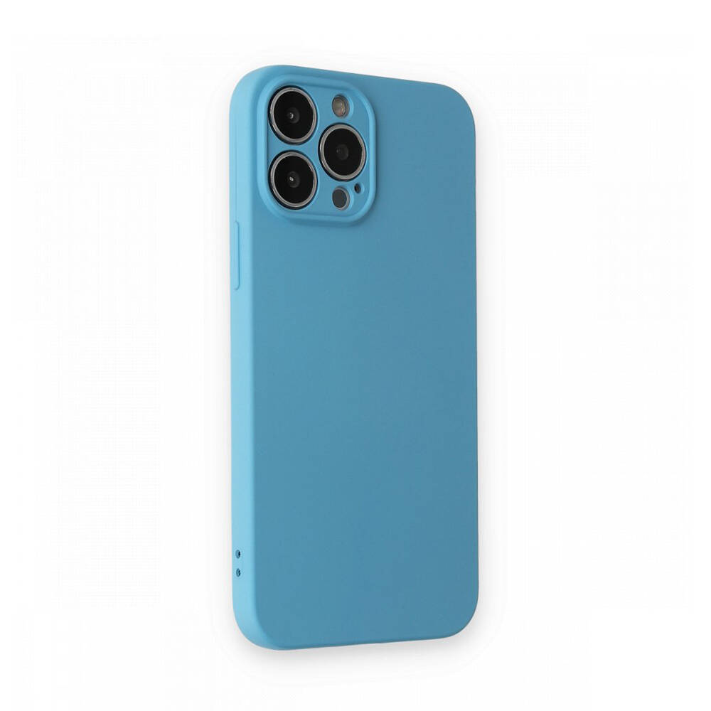 Newface iPhone 12 Pro Max Kılıf Nano içi Kadife Silikon Mavi