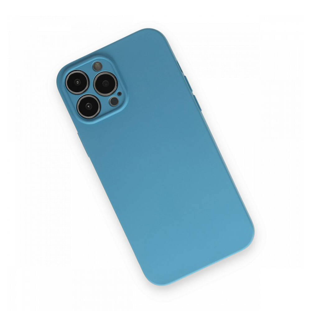 Newface iPhone 12 Pro Max Kılıf Nano içi Kadife Silikon Mavi