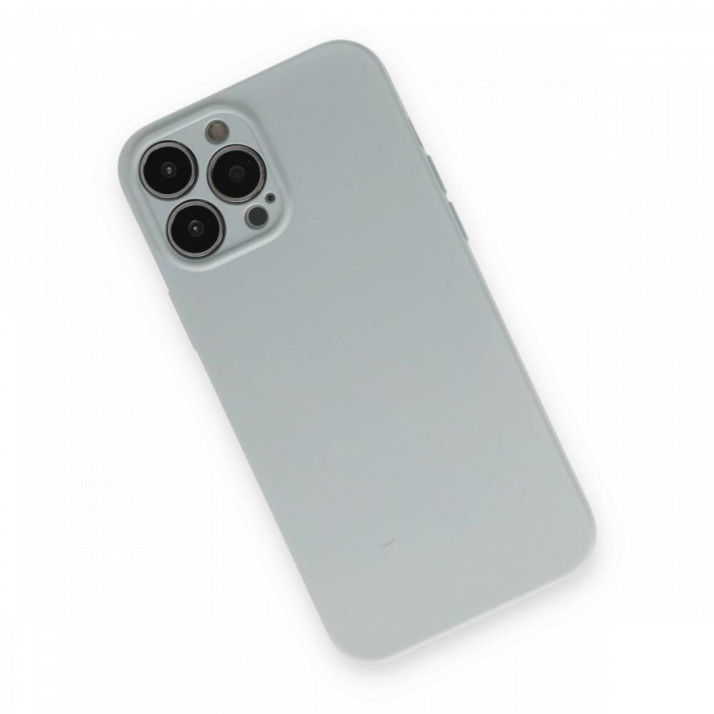 Newface iPhone 13 Pro Max Kılıf Nano içi Kadife Silikon Buz Mavisi