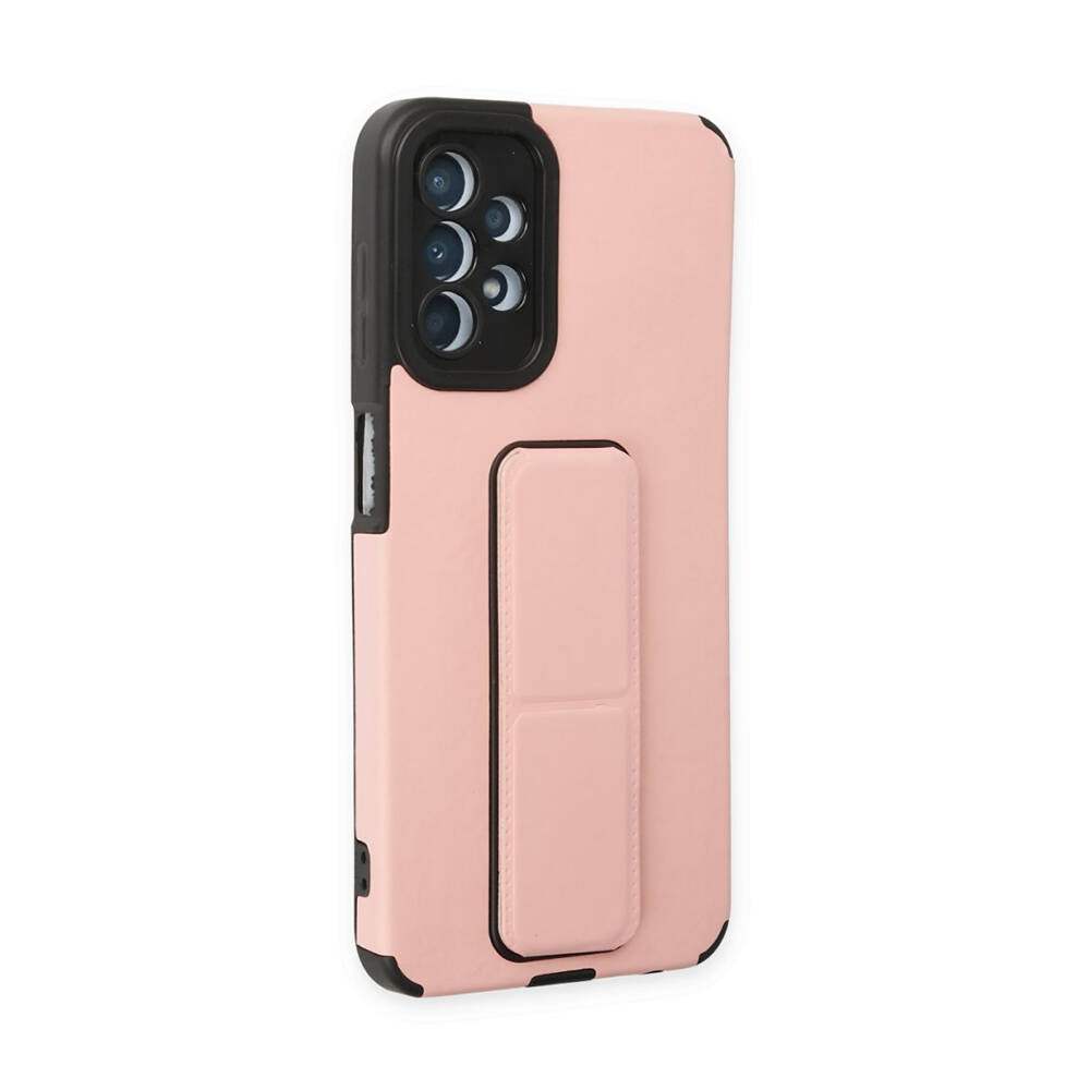 Newface Samsung Galaxy A23 4G Kılıf Mega Standlı Silikon Toz Pembe