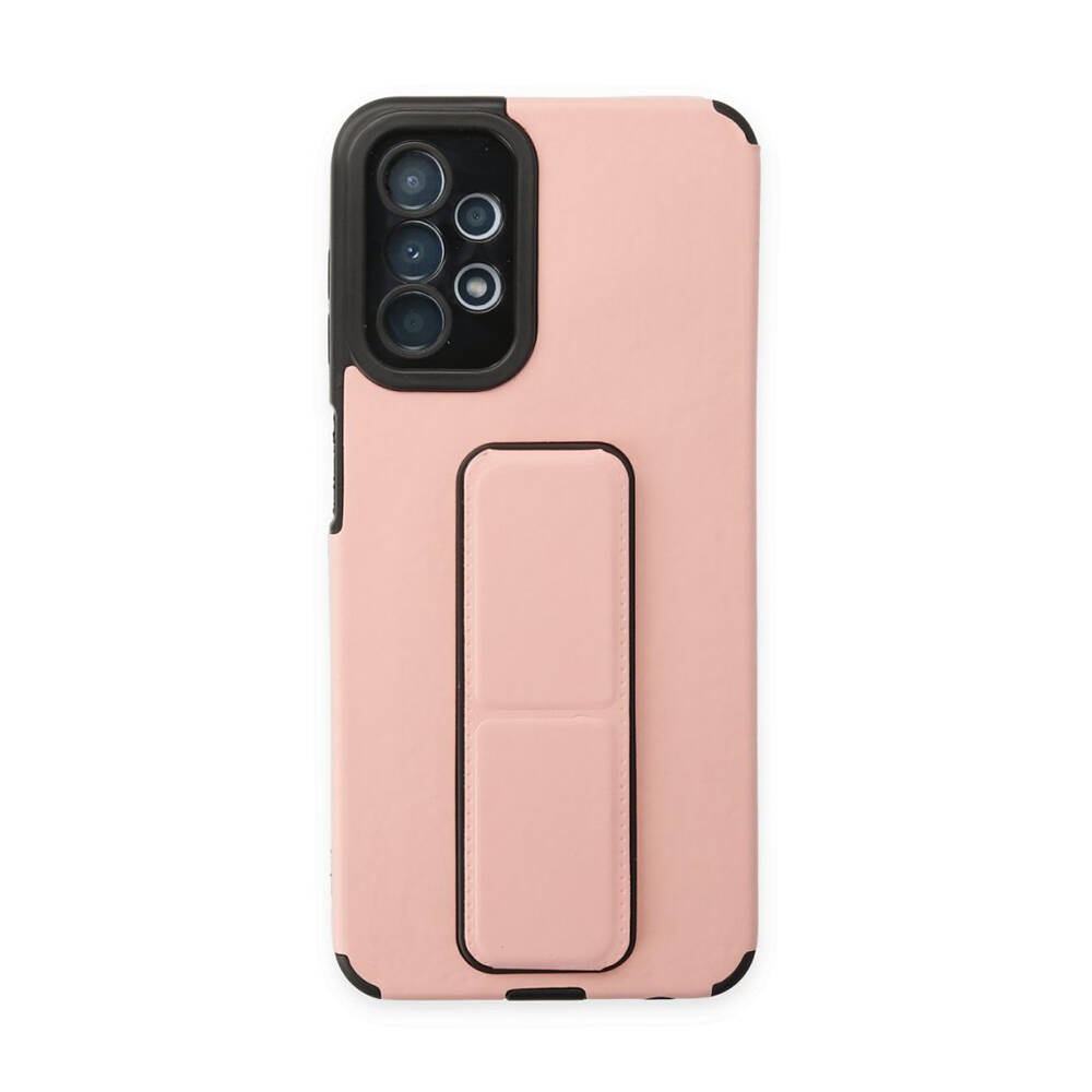 Newface Samsung Galaxy A23 4G Kılıf Mega Standlı Silikon Toz Pembe