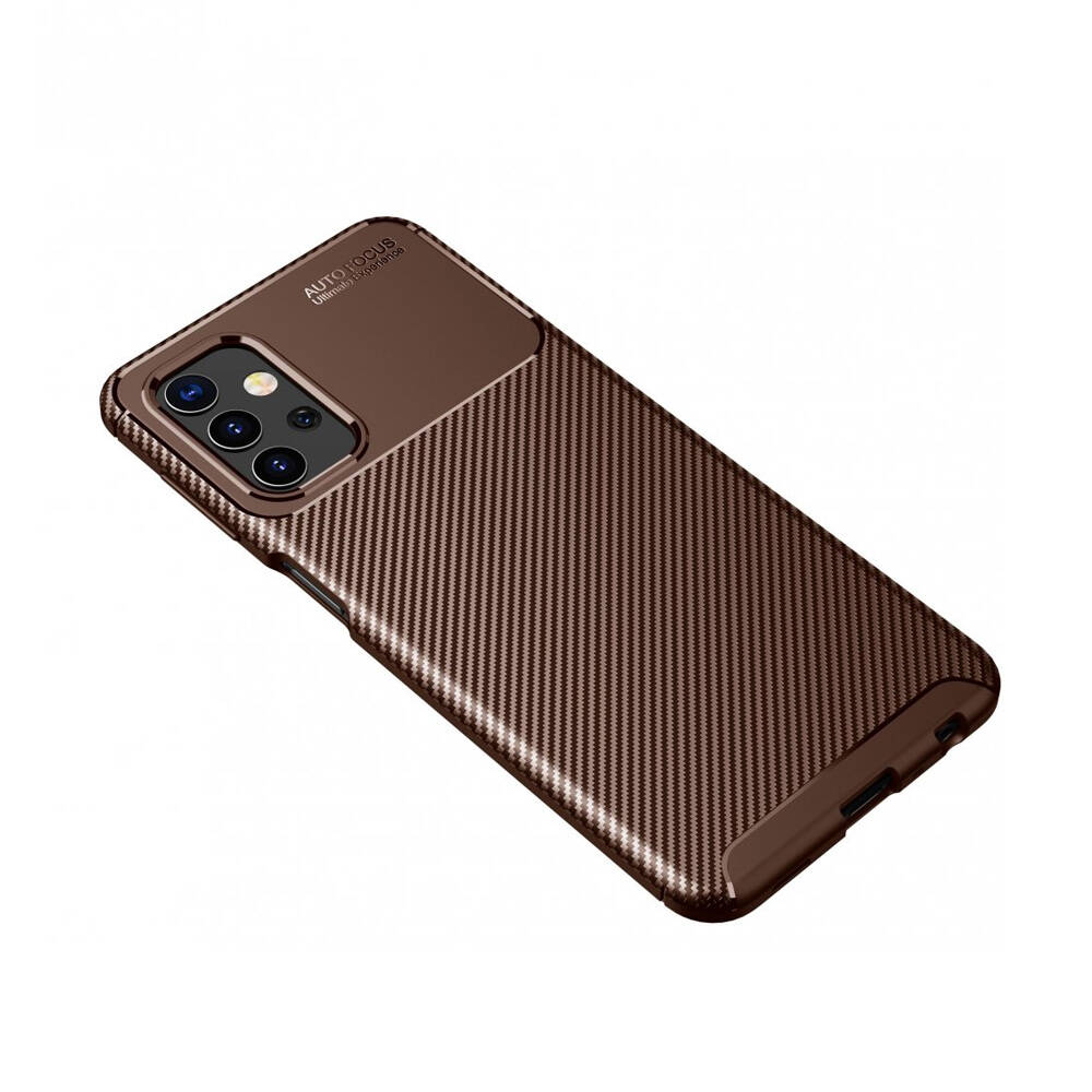 Newface Samsung Galaxy A32 Kılıf Focus Karbon Silikon Kahverengi